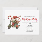 Funny Santa Classic Red Green Digital Party Invite Kaart (Voorkant)