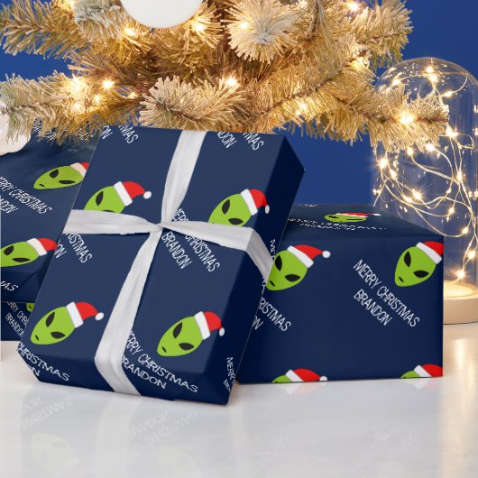Funny Santa Claus alien kerstinpakpapier Cadeaupapier (Feestdagen)