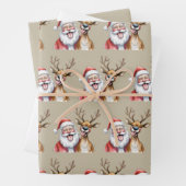 Funny Santa Claus and Reindeer Christmas Winter Inpakpapier Vel (In situ)