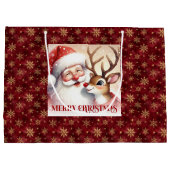 Funny Santa Claus and Rudolph Kids Holiday Gift   Groot Cadeauzakje (Achterkant)