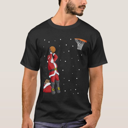 Funny Santa Claus Basketball Kerstmis Jumper Gift T-shirt (Voorkant)
