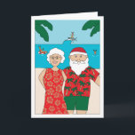 Funny Santa Claus Beach Christmas Feestdagen Kaart<br><div class="desc">Fun illusion of Santa and Mrs Claus taking heeft het their beach vacation bepaald. In the background is a trio of reindeer enjoying the ocean.</div>
