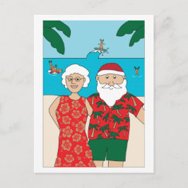 Funny Santa Claus Beach Christmas Feestdagenkaart