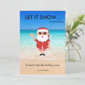 Funny Santa Claus Beach Tropische Kerstmis in Flor Feestdagenkaart (Staand voorkant)