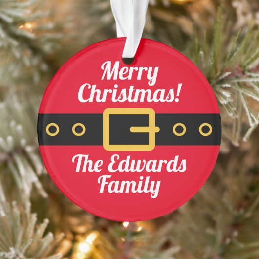 Funny Santa Claus belly cartoon kerstfoto Ornament (Boom)