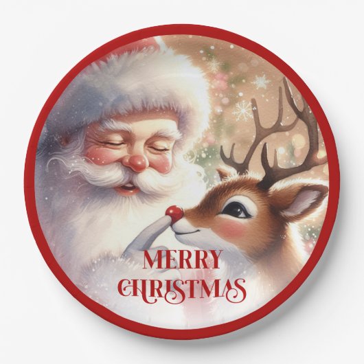 Funny Santa Claus Cartoon Holiday Party Paper  Papieren Bordje (Voorkant)