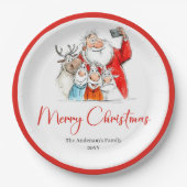 Funny Santa Claus Chic Holiday Dinner Party Plates Papieren Bordje (Voorkant)