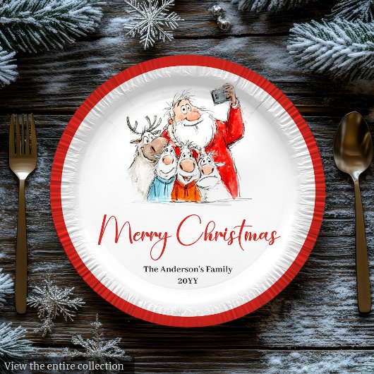 Funny Santa Claus Chic Holiday Dinner Party Plates Papieren Bordje
