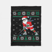Funny Santa Claus Christmas Ice Hockey Ugly Sweate Fleece Deken (Voorkant)