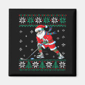 Funny Santa Claus Christmas Ice Hockey Ugly Sweate Magneet (Voorkant)