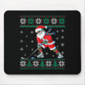 Funny Santa Claus Christmas Ice Hockey Ugly Sweate Muismat (Voorkant)