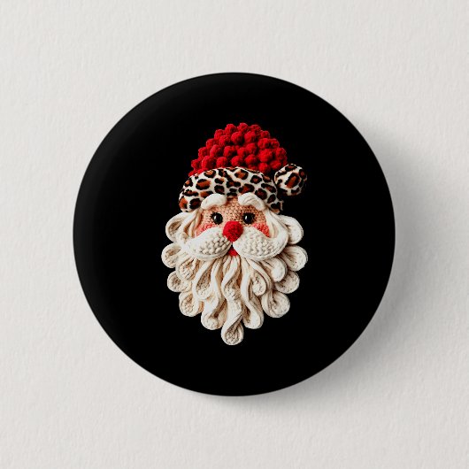 Funny Santa Claus Crochet Pajamas Holiday Xmas Chr Ronde Button 5,7 Cm (Voorkant)