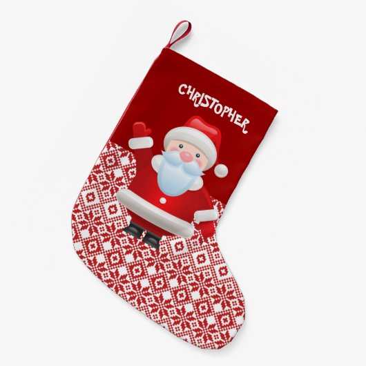 Funny Santa Claus Custom Name Kleine Kerstsok (Voorkant (Hangend))