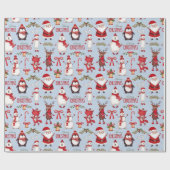 Funny Santa Claus & Cute KerstAnimals  Cadeaupapier (Vlak)