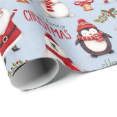 Funny Santa Claus & Cute KerstAnimals  Cadeaupapier (Rol Hoek)