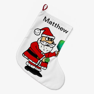Funny Santa Claus die met Pickleball Kerstmis spee Grote Kerstsok