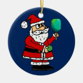 Funny Santa Claus die met Pickleball Kerstmis spee Keramisch Ornament (Voorkant)