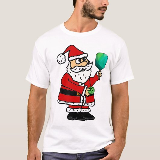 Funny Santa Claus die met Pickleball Kerstmis spee T-shirt (Voorkant)