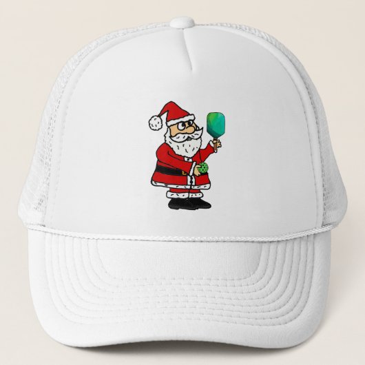 Funny Santa Claus die met Pickleball Kerstmis spee Trucker Pet (Voorkant)