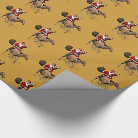Funny Santa Claus die op Camel ruikt Cadeaupapier (Hoek)