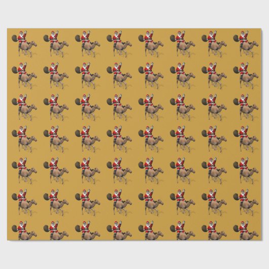 Funny Santa Claus die op Camel ruikt Cadeaupapier (Vlak)