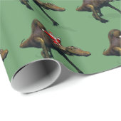 Funny Santa Claus die op Spinosaurus rust Cadeaupapier (Rol Hoek)