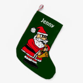Funny Santa Claus die Saxophone speelt Kleine Kerstsok (Voorkant (Hangend))