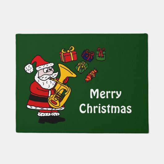 Funny Santa Claus die Tuba Doormat speelt Deurmat (Voorkant)