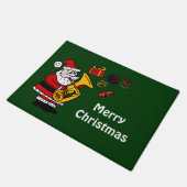 Funny Santa Claus die Tuba Doormat speelt Deurmat (Schuin)