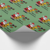 Funny Santa Claus die Tuba kerstkunst speelt Cadeaupapier (Hoek)