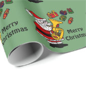 Funny Santa Claus die Tuba kerstkunst speelt Cadeaupapier (Rol Hoek)