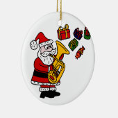 Funny Santa Claus die Tuba kerstkunst speelt Keramisch Ornament (Rechts)