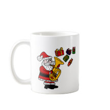 Funny Santa Claus die Tuba kerstkunst speelt
