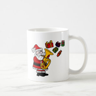 Funny Santa Claus die Tuba kerstkunst speelt Koffiemok