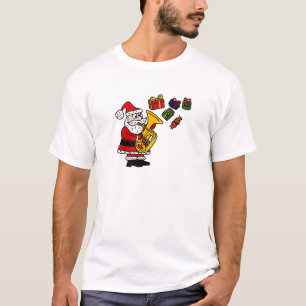 Funny Santa Claus die Tuba kerstkunst speelt T-shirt