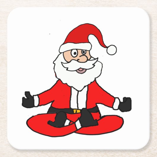 Funny Santa Claus doing Yoga Christmas Kartonnen Onderzetters (Voorkant)