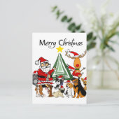 Funny Santa Claus en Friends kerstCartoon Briefkaart (Staand voorkant)