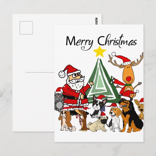 Funny Santa Claus en Friends kerstCartoon Briefkaart (Voorkant / Achterkant)