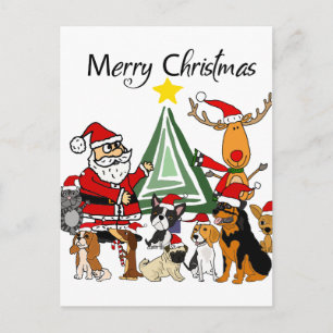 Funny Santa Claus en Friends kerstCartoon Briefkaart