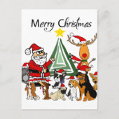 Funny Santa Claus en Friends kerstCartoon Briefkaart (Voorkant)