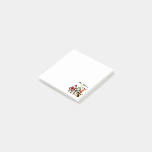 Funny Santa Claus en Friends kerstCartoon Post-it® Notes (Schuin)