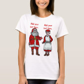 Funny Santa Claus en Mrs. Kerstmis gepersonaliseer T-shirt (Voorkant)