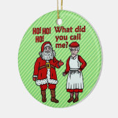 Funny Santa Claus en Mrs. Kerstmis Keramisch Ornament (Links)