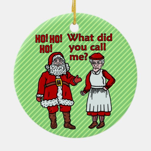 Funny Santa Claus en Mrs. Kerstmis Keramisch Ornament (Achterkant)