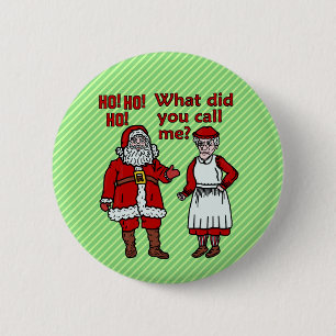 Funny Santa Claus en Mrs. Kerstmis Ronde Button 5,7 Cm