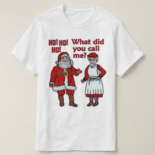 Funny Santa Claus en Mrs. Kerstmis T-shirt (Design voorkant)