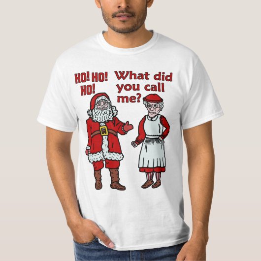Funny Santa Claus en Mrs. Kerstmis T-shirt (Voorkant)