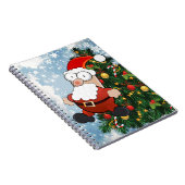 Funny santa claus en versierde kerstboom notitieboek (Rechterzijde)
