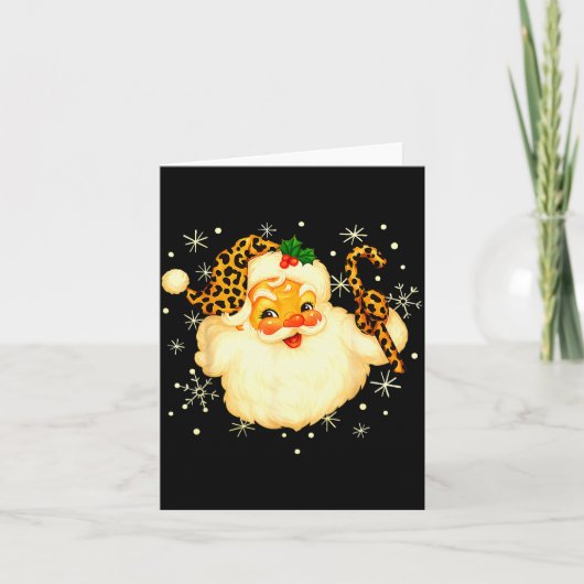Funny Santa Claus Face Christmas Xmas Leopard Sant Kaart (Voorkant)