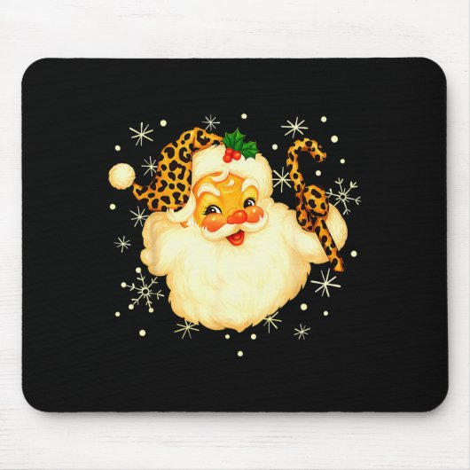 Funny Santa Claus Face Christmas Xmas Leopard Sant Muismat (Voorkant)